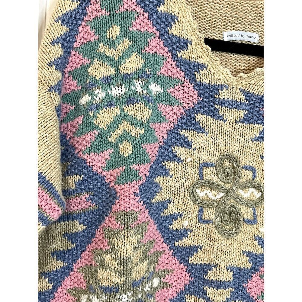 Sigrid Olsen Women's Hand-Knit Geometric Pullover Sweater S Multicolor Boxy Fall - Picture 2 of 12